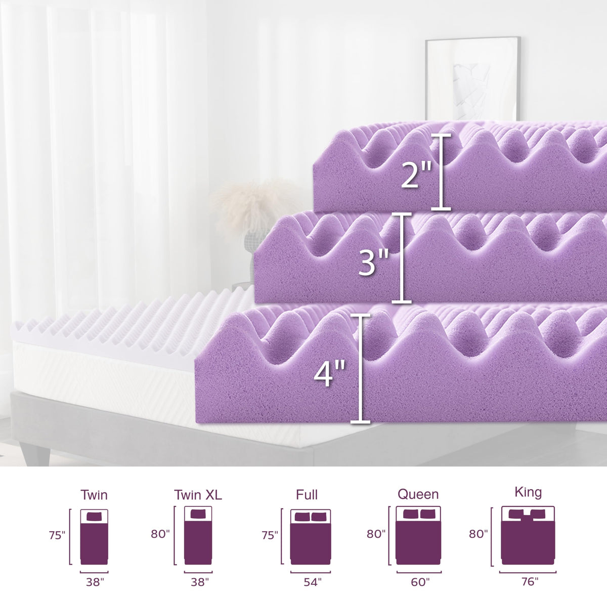 MLILY lavender-scented topper with airflow channels enhances a calm sleeping atmosphere.