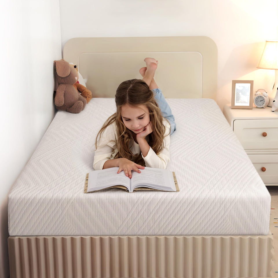 MLILY twin mattress in a box opened for quick setup in a kids' room.