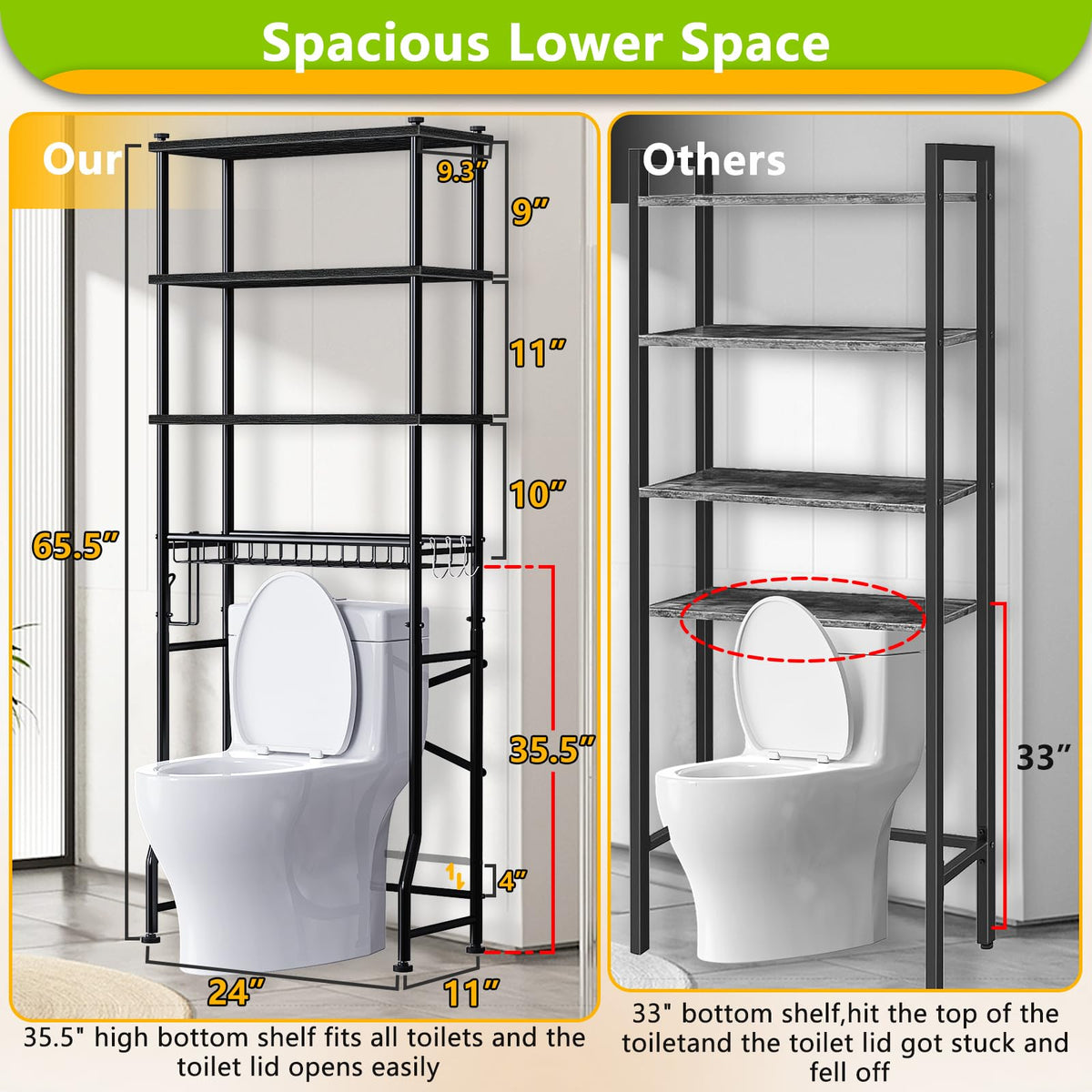 Mlinavn 4-tier design above toilet provides vertical storage