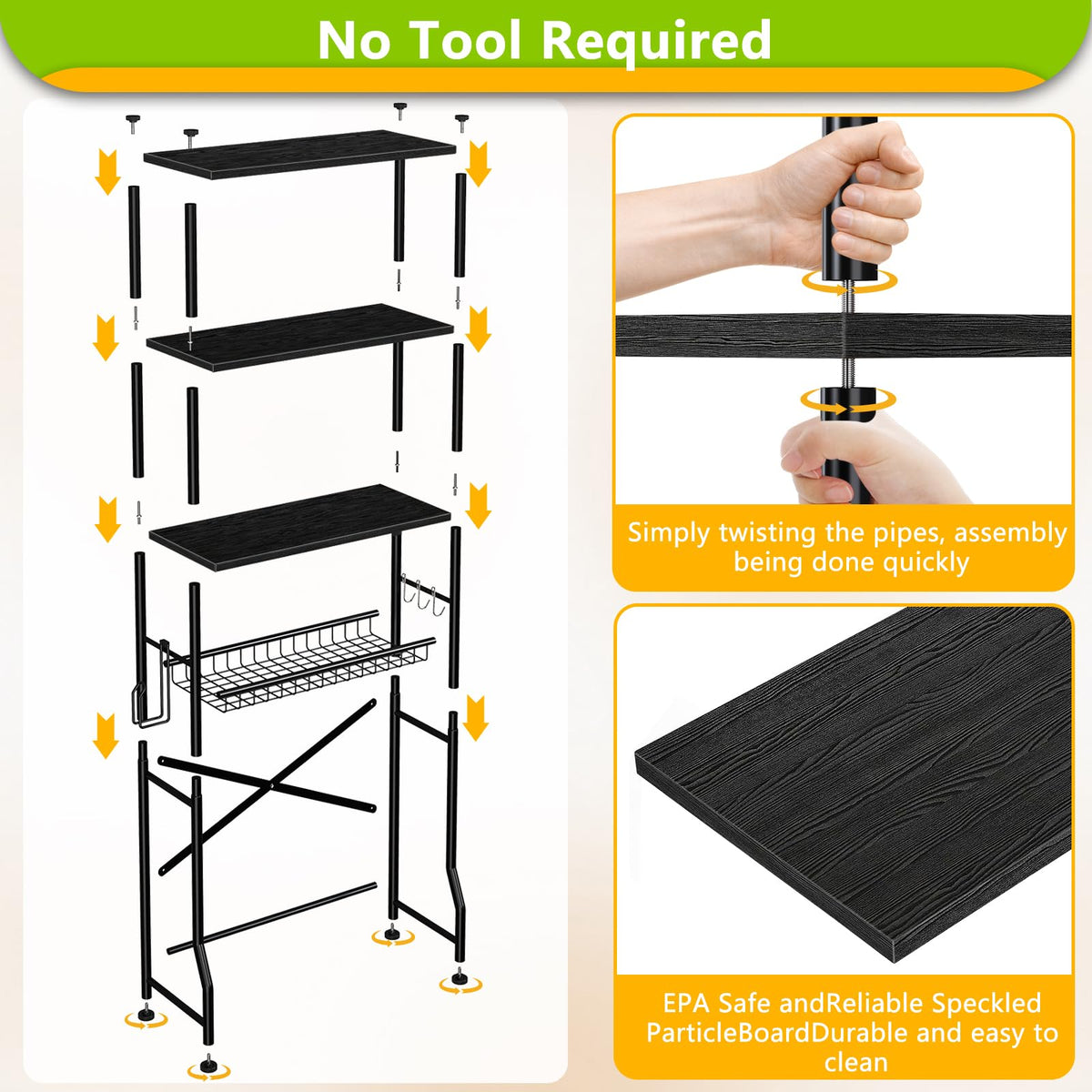 Mlinavn adjustable shelves above toilet for flexible bulky items