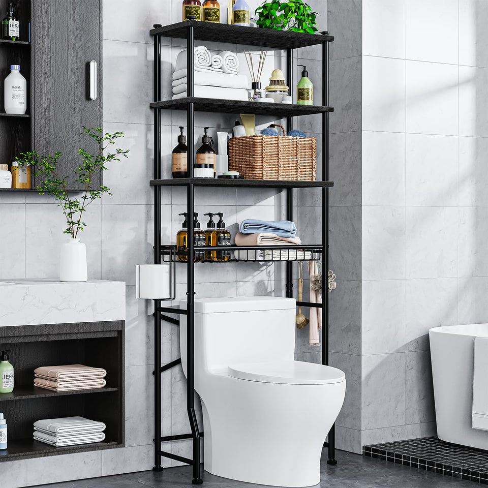 Mlinavn over-the-toilet rack bathroom organizer with open shelves for towels