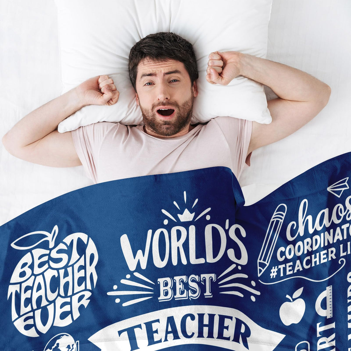 Mlkdcid blanket featuring book and globe pattern enhances classroom gift appeal