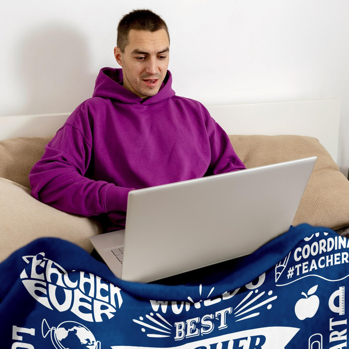 Mlkdcid blanket with pencil motif provides cozy warmth during planning