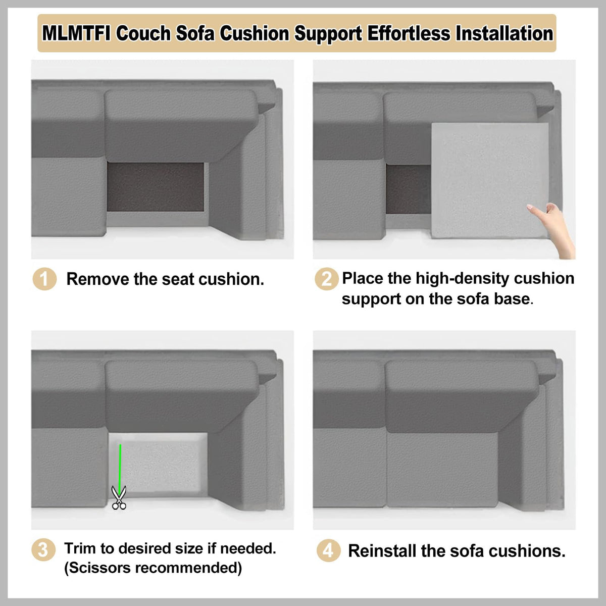 MLMTFI trimmable edges fit irregular cushions for a tailored look