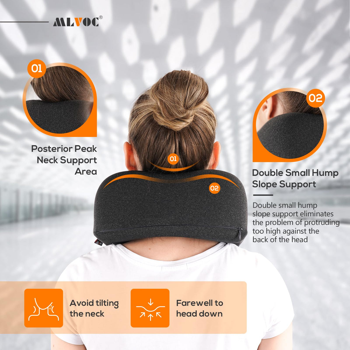 MLVOC earplugs included for a quieter, more peaceful travel experience.