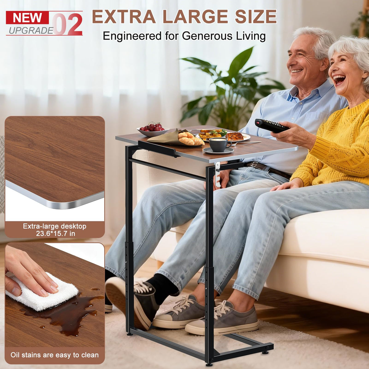 MLZLLL TV Tray Table height adjustment supports sofa or bed use.