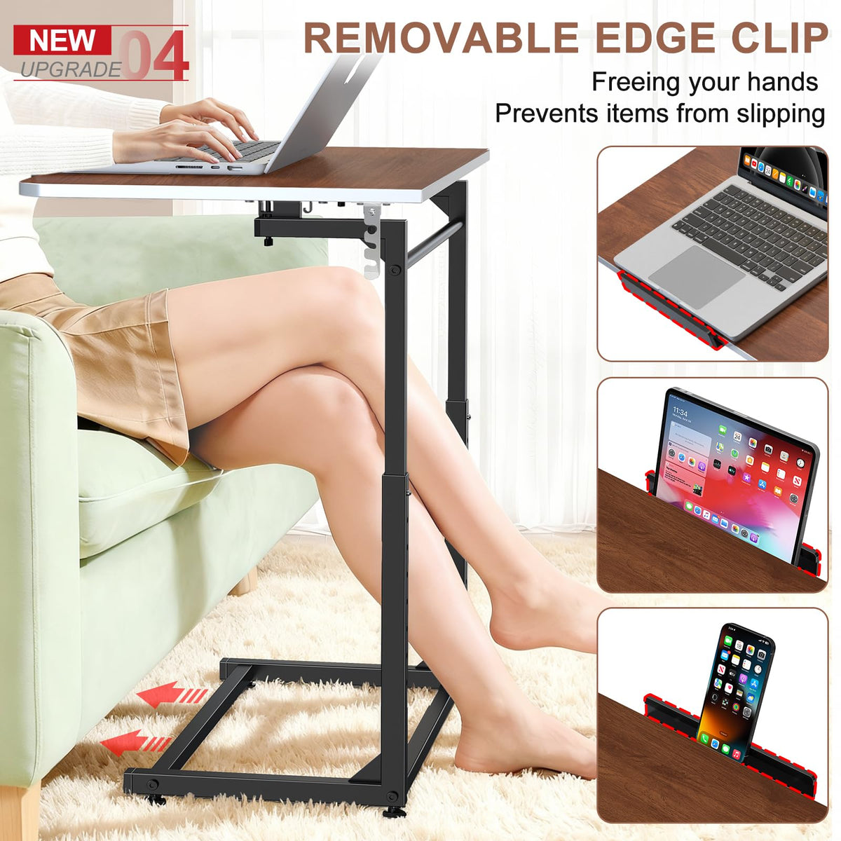 MLZLLL TV Tray Table with phone slot for hands-free streaming.