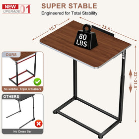 MLZLLL TV Tray Table side view shows sturdy legs with a spacious workspace.