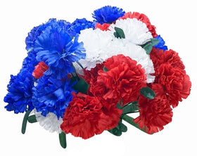 MM TJ PRODUCTS patriotic carnations red white blue bouquet for festive decor.