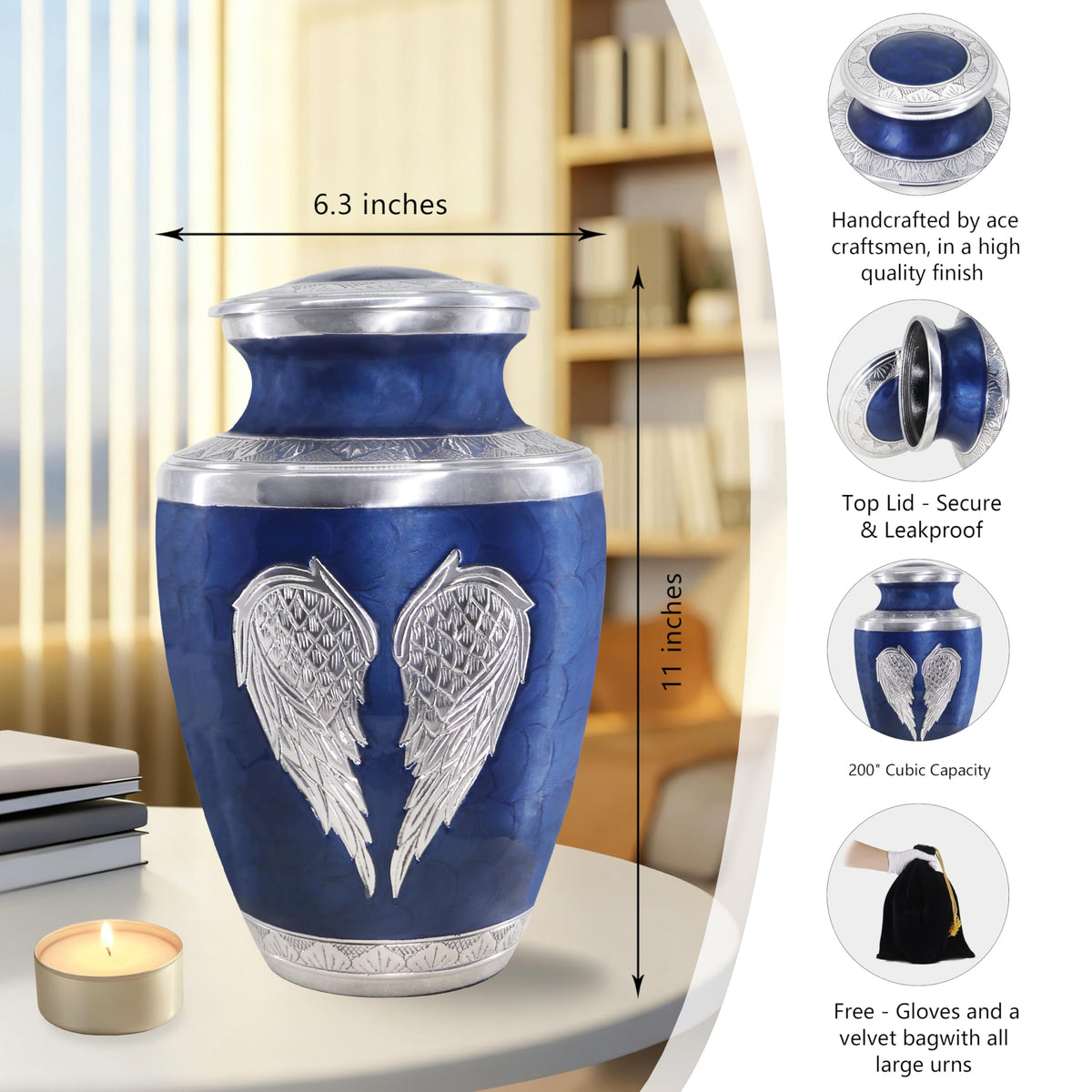 M MEILINXU large-capacity urn holds remains up to 200 cubic inches.
