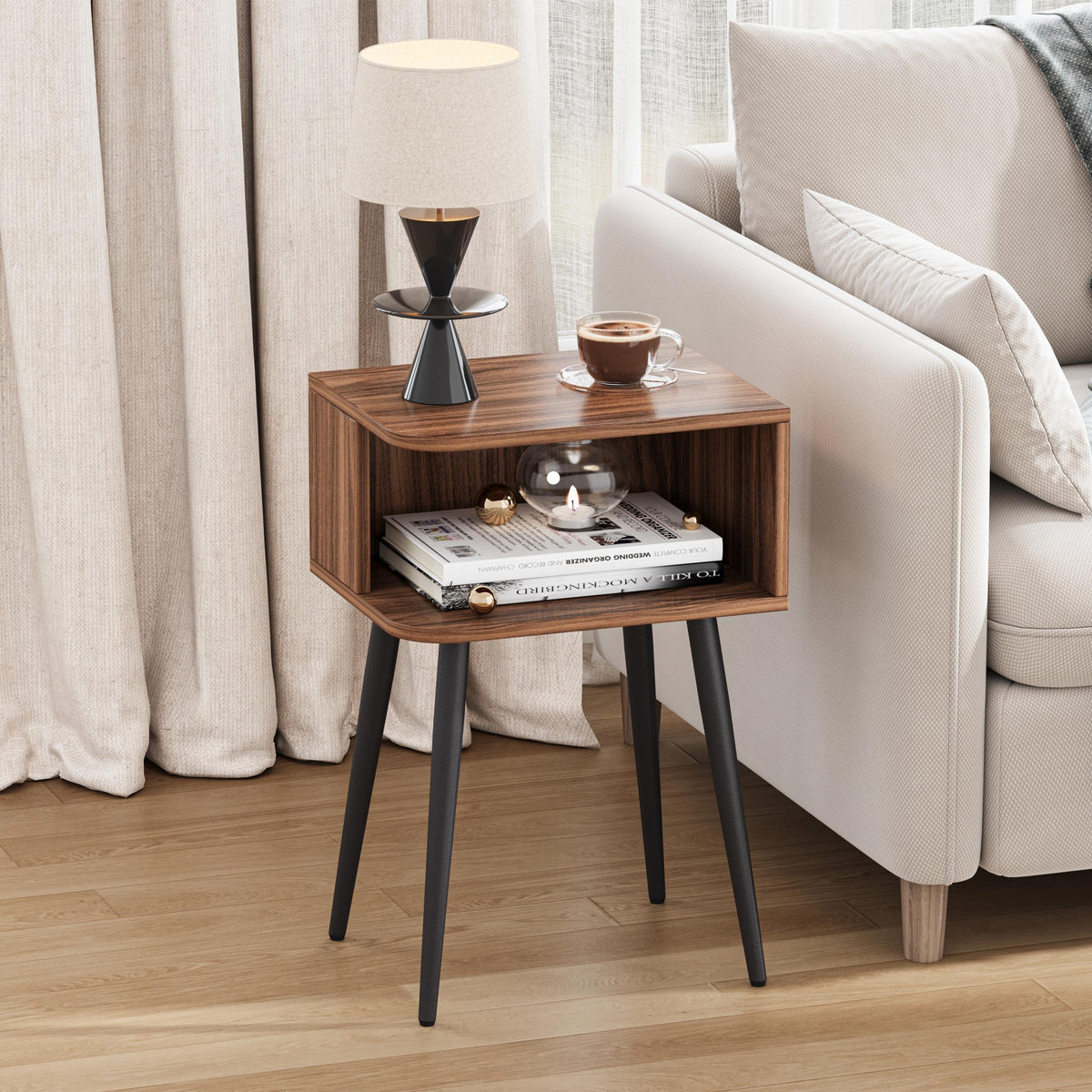 MMEOLUOOK bedside table ships with numbered parts for easy assembly.