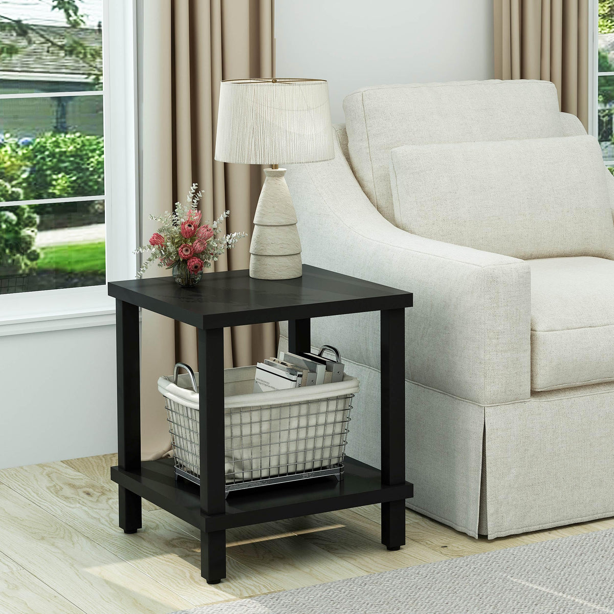 MMEOLUOOK end table beside bed supports bedtime essentials within reach