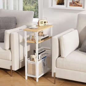 MMEOLUOOK slim end table shows adjustable feet protecting floors