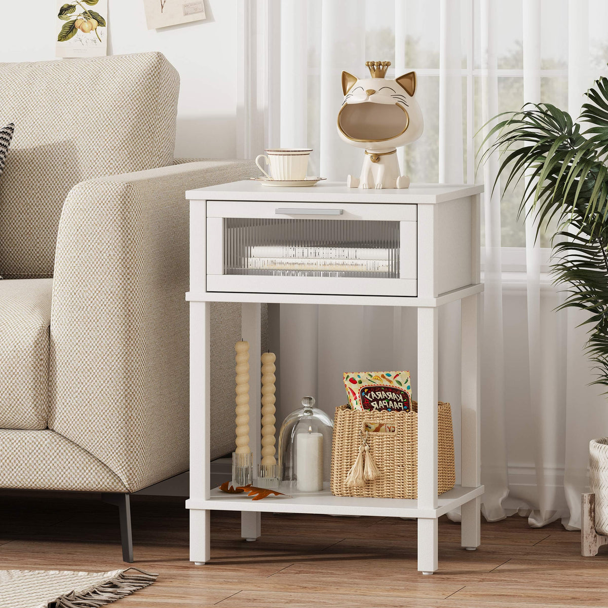 MMEOLUOOK nightstand adjustable feet stabilizing the base