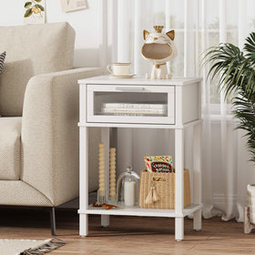 MMEOLUOOK nightstand adjustable feet stabilizing the base