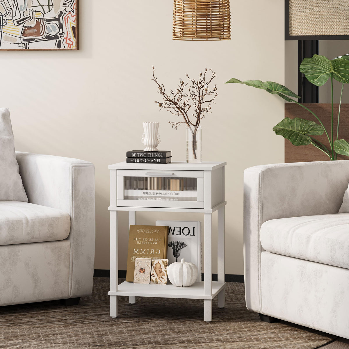 MMEOLUOOK nightstand assembly instructions and parts layout