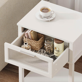 MMEOLUOOK nightstand drawer-open demonstrating easy access to essentials