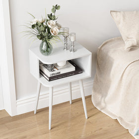 MMEOLUOOK white nightstand set 2 premium MDF durability