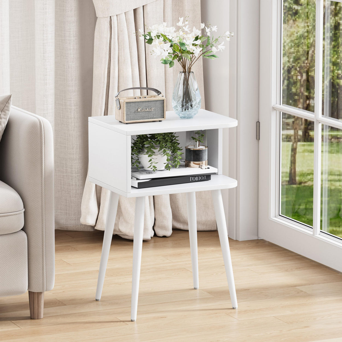 MMEOLUOOK white nightstand set 2 easy assembly in minutes