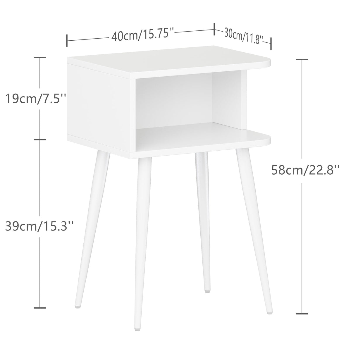 MMEOLUOOK white nightstand set 2 open storage keeps essentials within reach