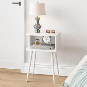 MMEOLUOOK white nightstand set 2 side view demonstrates space-saving bedside solution