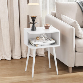 MMEOLUOOK white nightstand set 2 two-tier storage boosts organization