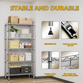 M MZG 5-tier shelf assembly instructions view, tool-free setup