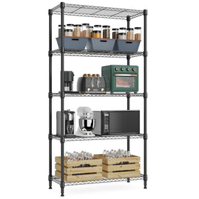 MMZG 5-tier shelf front view shows sturdy storage for garage or closet