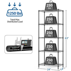 MMZG 5-tier shelf load capacity per shelf demonstrates strong support for tools