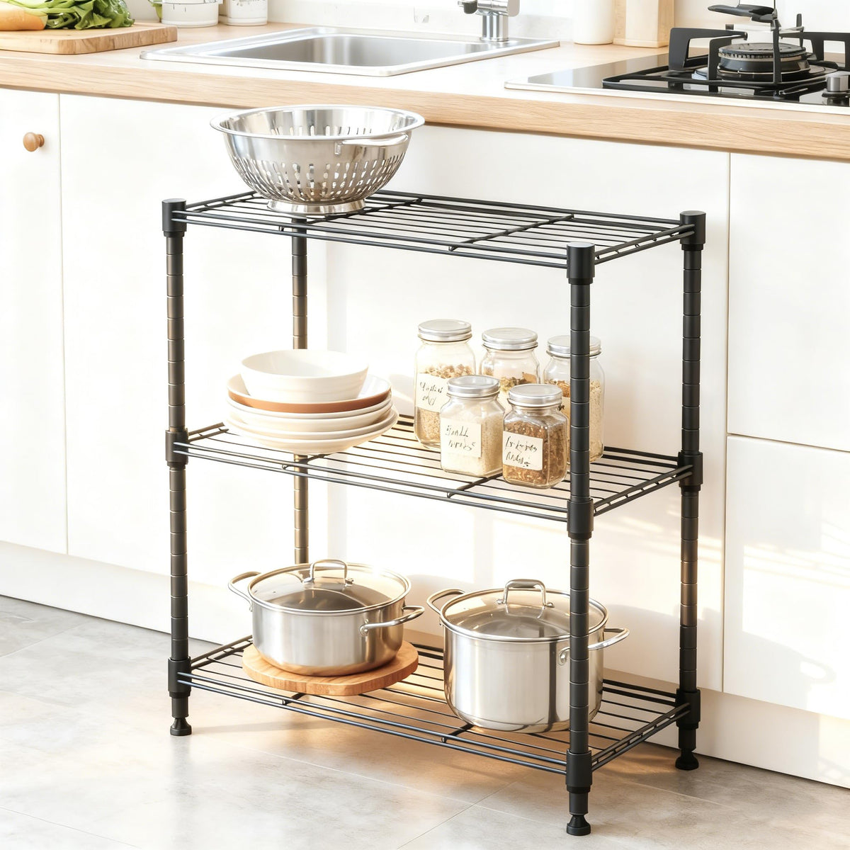 M MZG 450lbs shelving in garage for heavy-duty tool storage.