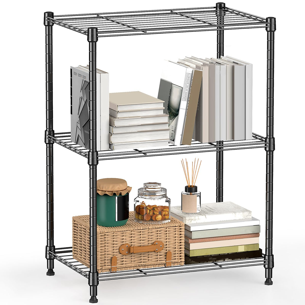 M MZG 450lbs steel shelving unit unboxing shows sturdy frame for quick setup.