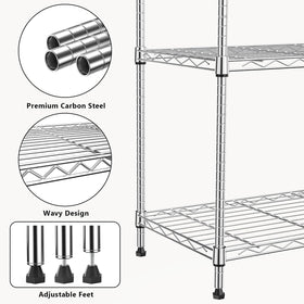 M MZG adjustable-height shelf system configured for varied items