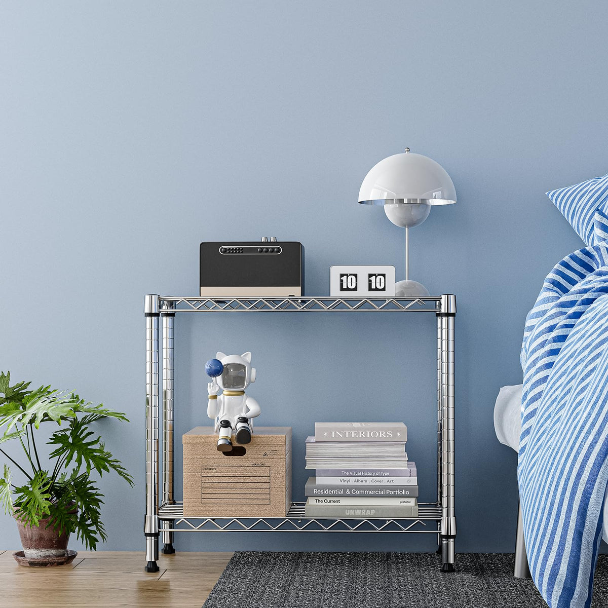 M MZG closet and garage shelving unit provides sturdy storage for tools.
