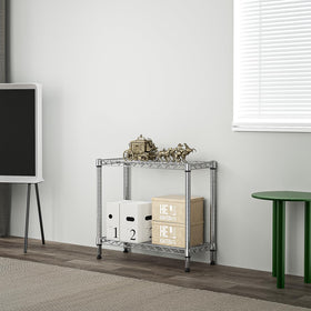 M MZG kitchen pantry rack in chrome helps keep dry goods tidy.