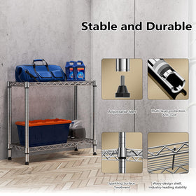 M MZG space-saving chrome shelf fits narrow corners in any room.