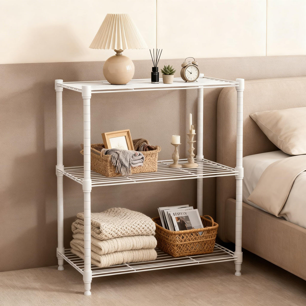 M MZG white finish adds a clean, versatile look for any room.
