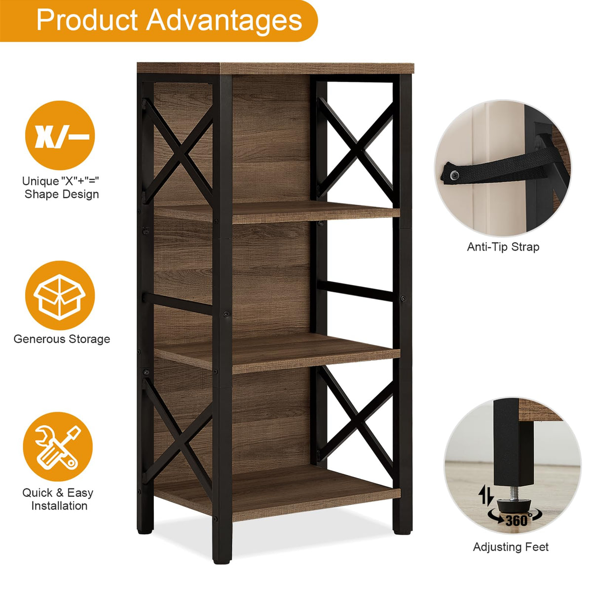 MNEETRUNG adjustable feet provide stability on uneven floors.