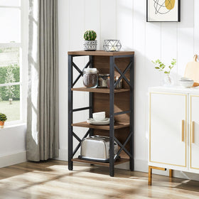 MNEETRUNG industrial bookcase backboard protects items from tipping.