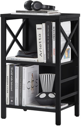 MNEETRUNG small bookshelf front view highlights sturdy industrial frame for compact spaces