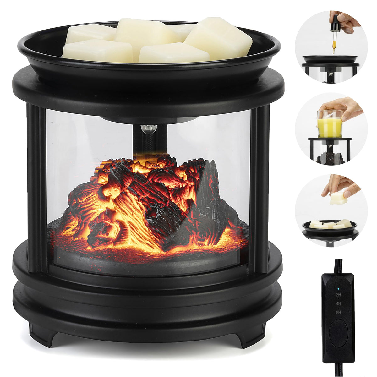 MOAFINA campfire wax warmer front view for cozy ambience