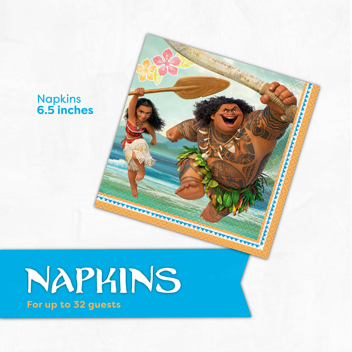Officially licensed Moana set by Unique, ensuring authentic branding for a themed celebration