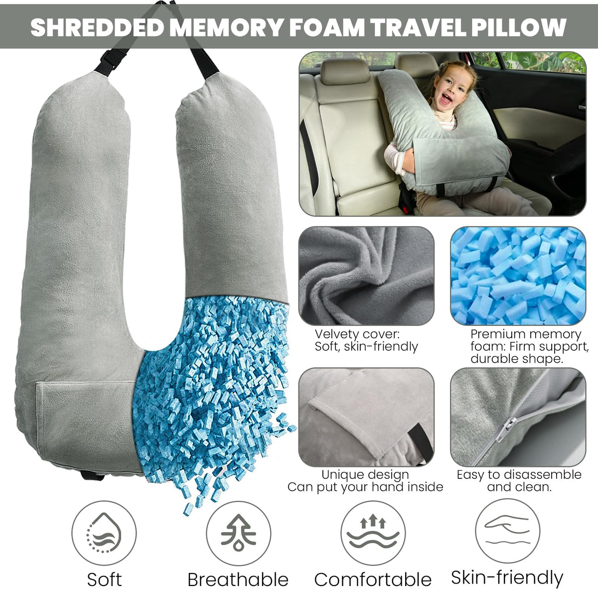 MOAOO vacuum-packaged pillow for compact storage and quick setup.