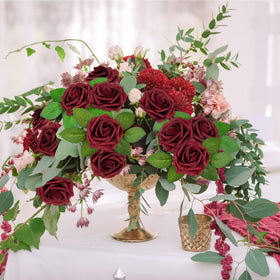 Mocoosy burgundy roses leaves detached for flexible styling.