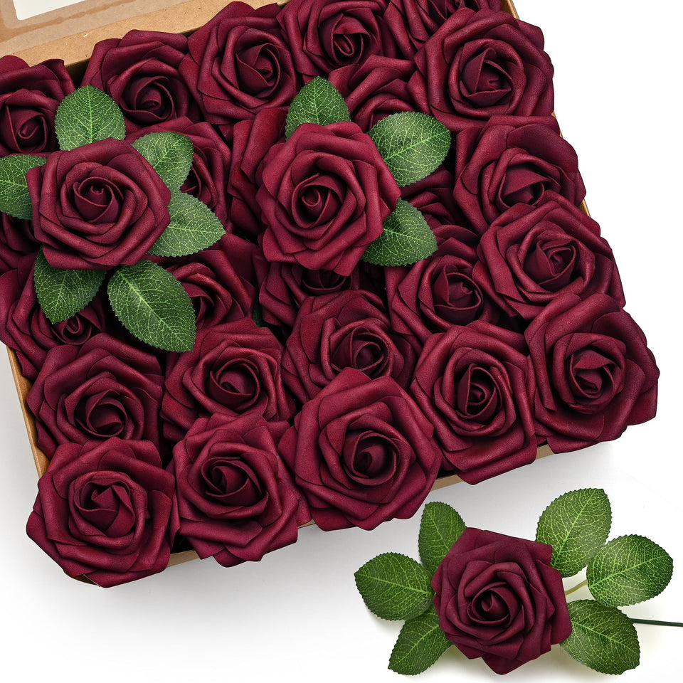 Mocoosy burgundy foam roses bouquet for elegant wedding decor.