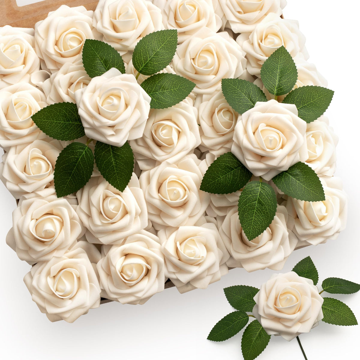 Mocoosy cream rose bulk with stems for DIY wedding bouquets
