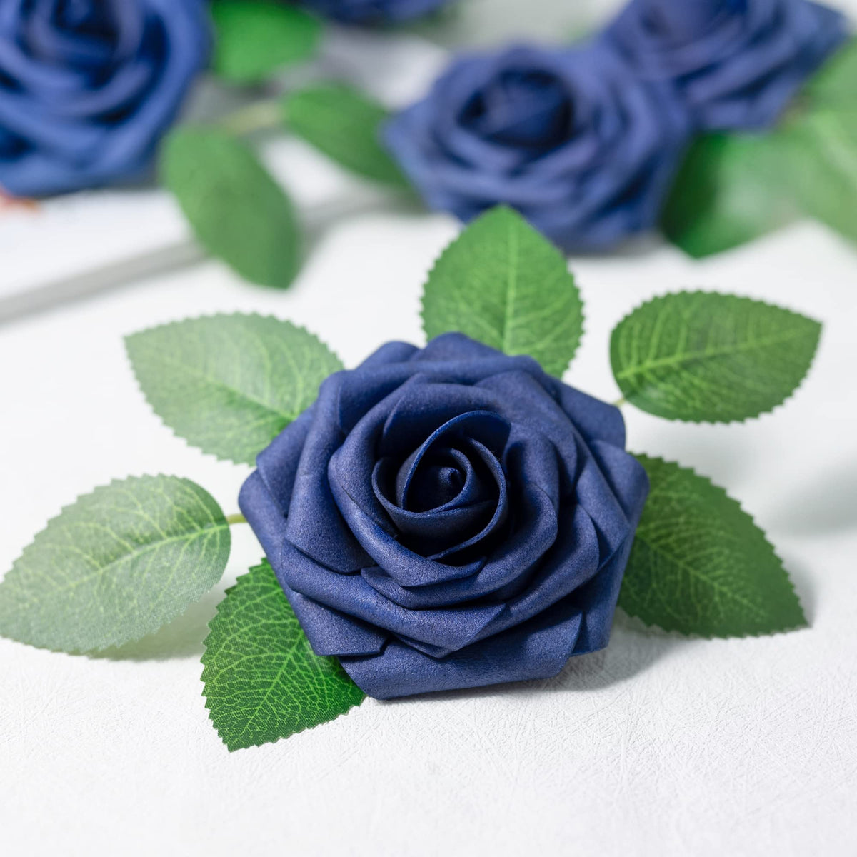 Mocoosy foam roses real-touch navy blue for lifelike DIY bouquets