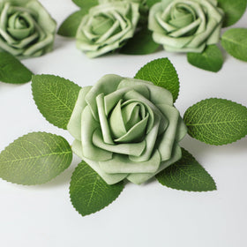 Mocoosy green foam rose stem close-up highlighting sturdy stems for DIY projects.