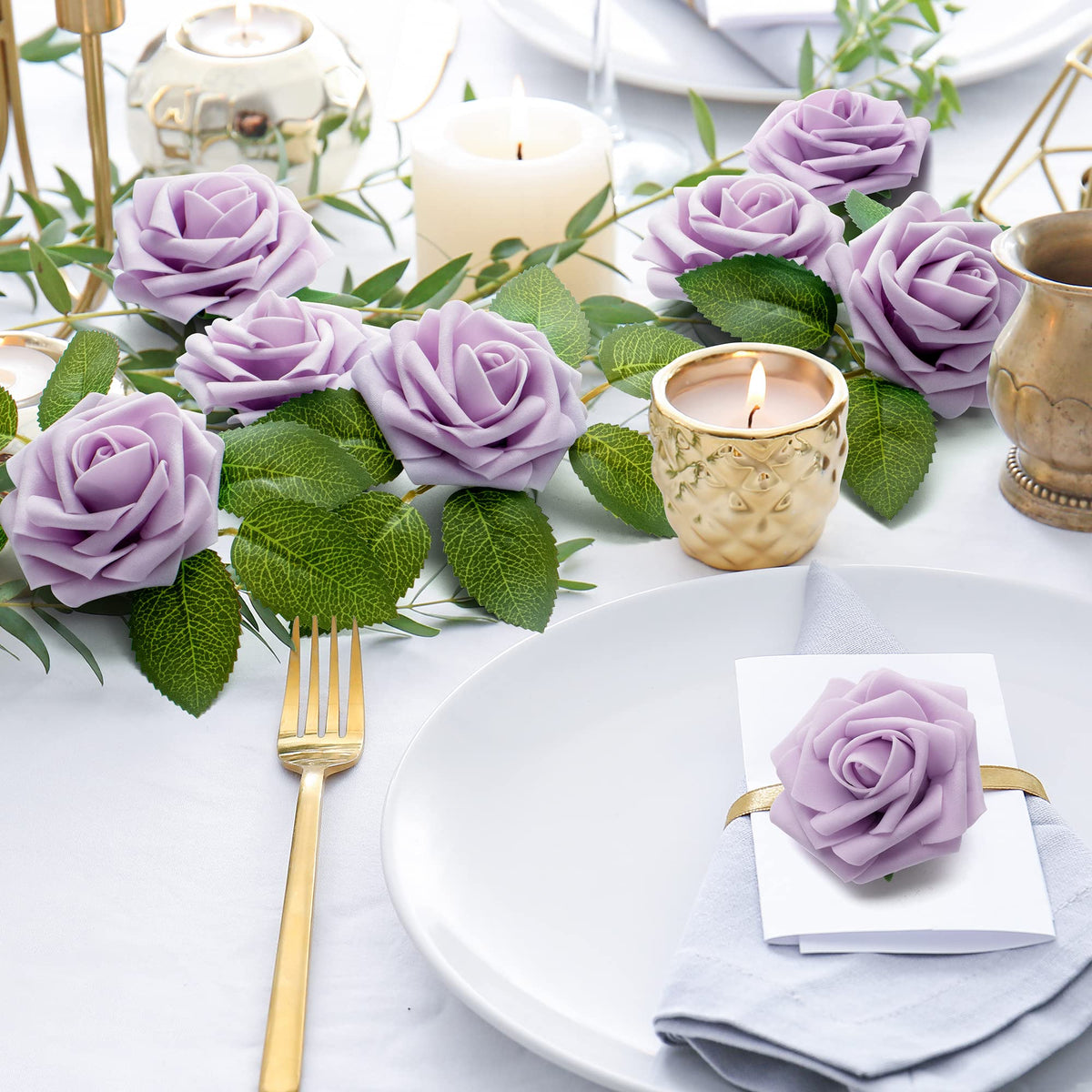 Mocoosy lavender rose artificial flowers for DIY crafts and easy customization