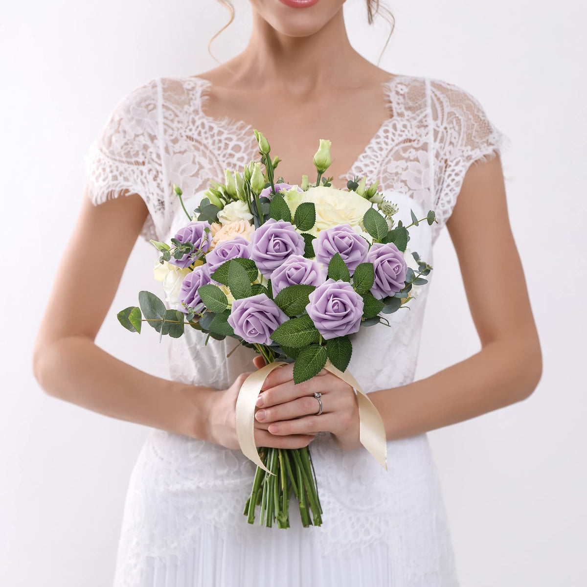 Mocoosy lavender rose artificial flowers pack of 50 for gifting and events