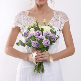 Mocoosy lavender rose artificial flowers pack of 50 for gifting and events